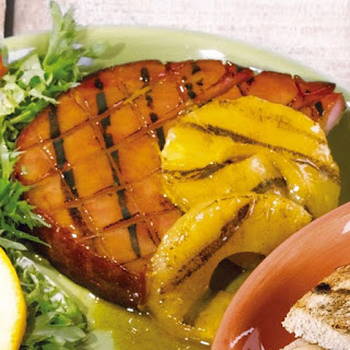 grilled ham steaks with pineapples
