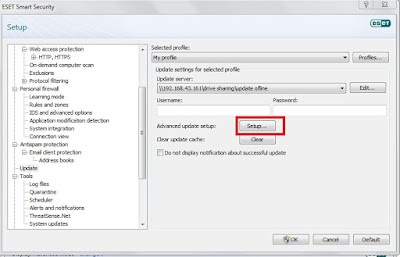 setting setup update anti virus