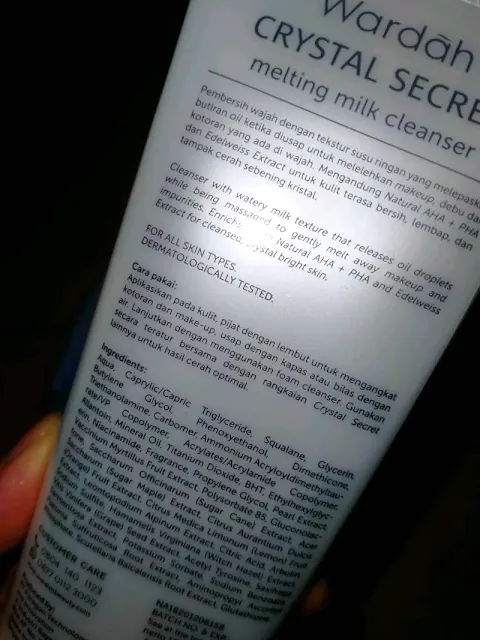 ingredients Wardah Crystal Secret Melting Milk Cleanser Kemasan