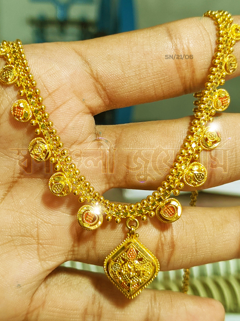 ১.৫ ভরি সৌদি মডেল নেকলেস দেখুন (1.5 Vori NEW Saudi Necklace 24 Karat) 21/22 Karat KDM Price in Bangladesh