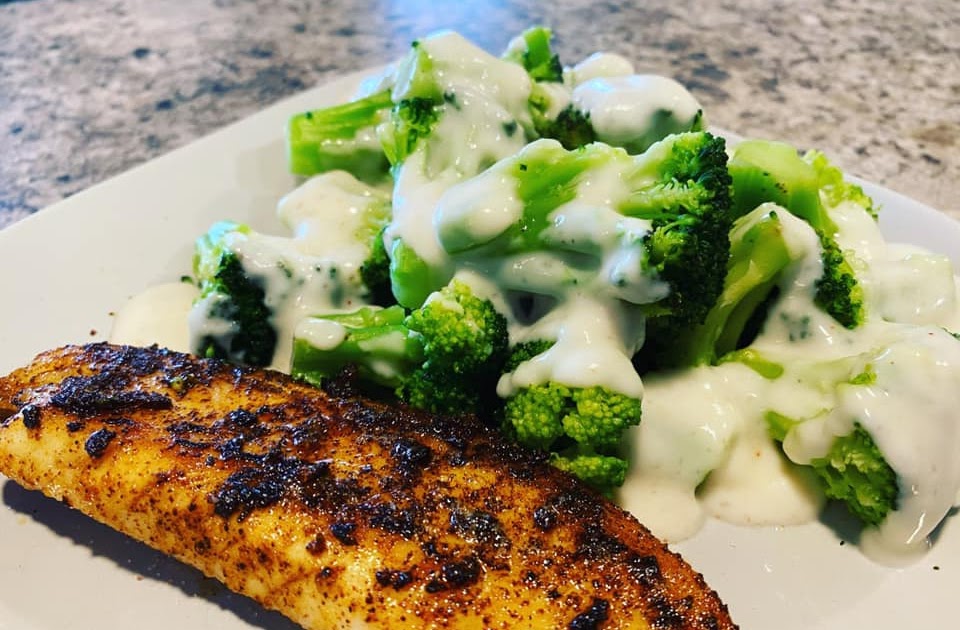 Dukan Diet Primer Fried flounder with broccoli