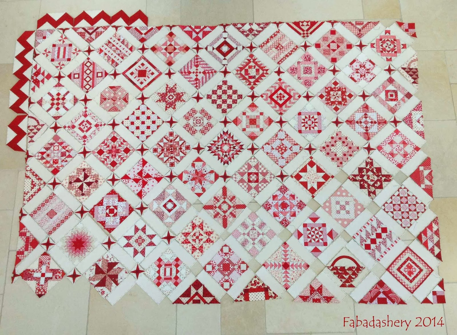 Red and white Nearly Insane Quilt