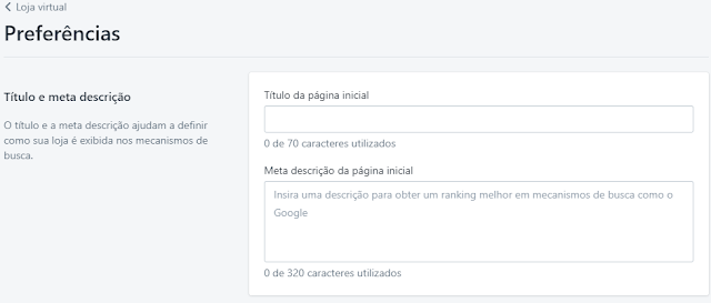 SEO otimização de lojas virtuais Shopify