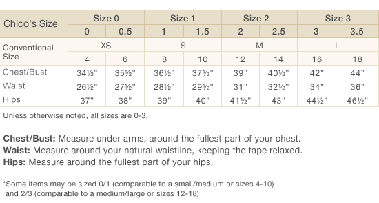 Chico's Size Chart Conversion