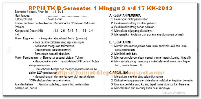 Rpph Tk B Semester 1