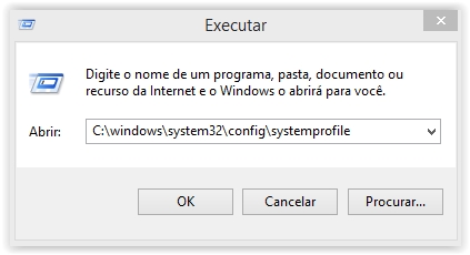 C:windowssystem32configsystemprofiledesktop refere-se a um local não disponível