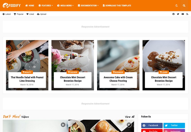 Foodify v1.0 Premium Blogger Template