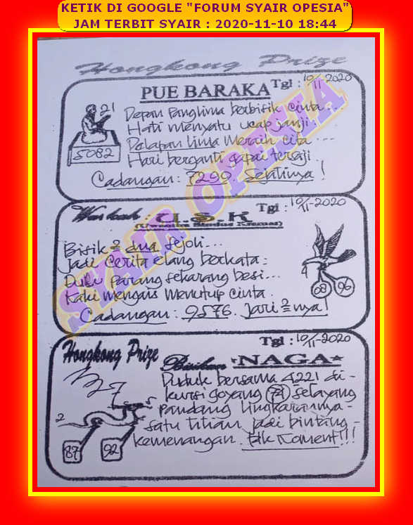 1 New Message) Kode Syair Hongkong 10 November 2020 - Forum Syair Togel  Hongkong Singapura Sydney