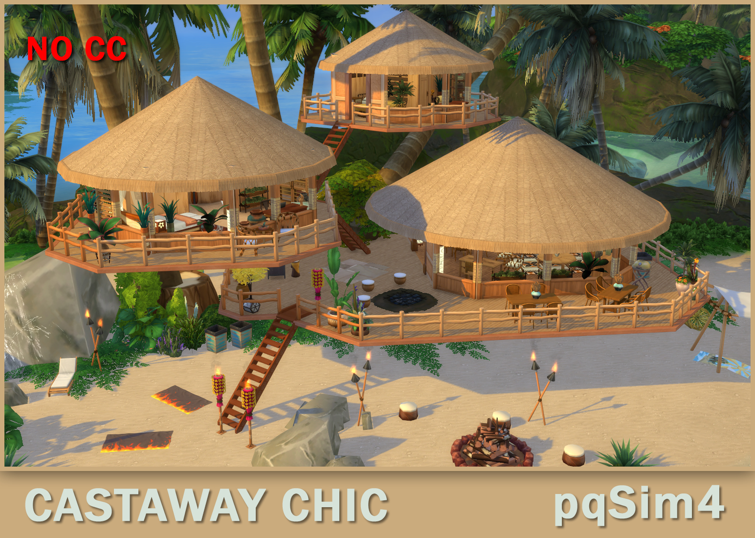 The Sims 4 speed build No CC Island Living Castaway Chic