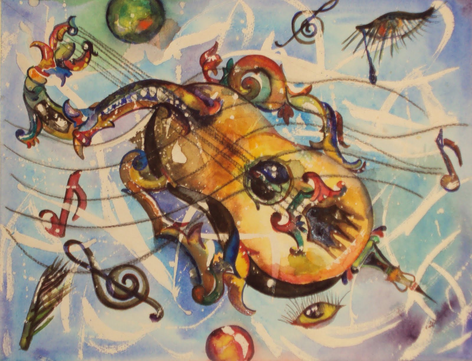 arte pintura surrealista de violin