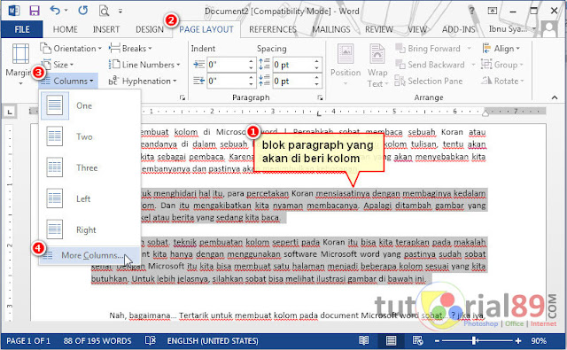 Cara membuat kolom di Microsoft word