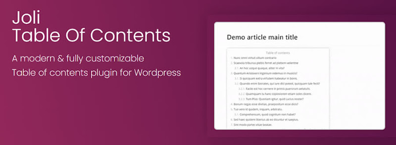 Table of Contents plugin, Joli