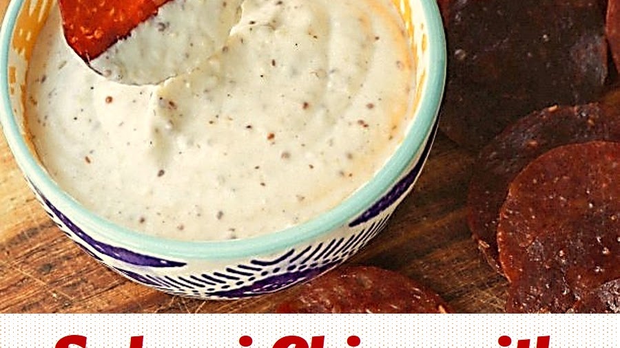 Salami Chips with Mustard Horseradish Dip