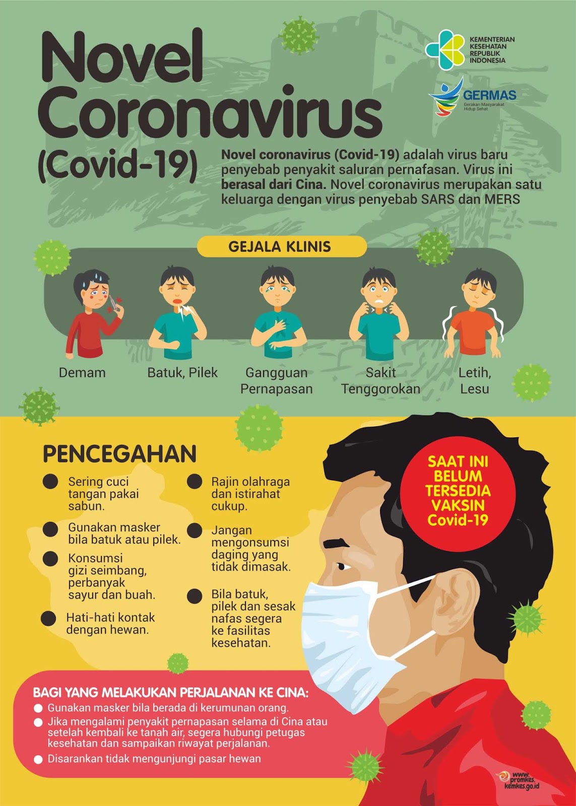 Banner pencegahan virus corona untuk masyarakat tegak