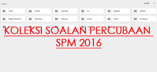 Soalan Percubaan SPM 2016 Negeri Perak (Trial Papers)