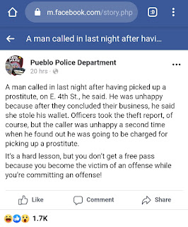 Pueblo Police Colorado arrest man for soliciting after ho steals wallet