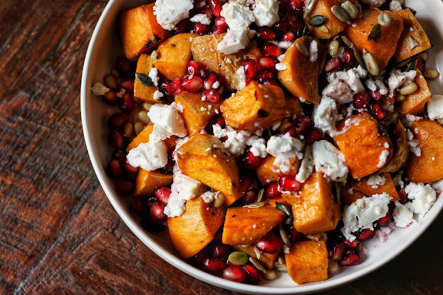 Sweet Potato, Pomegranate and Goat Cheese Salad