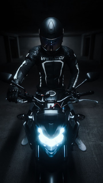 Motorcycle, bicycle, black, motorcyclist, helmet