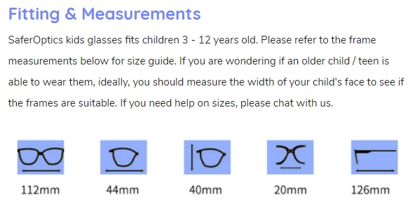 SaferOptics size measurements easy guide