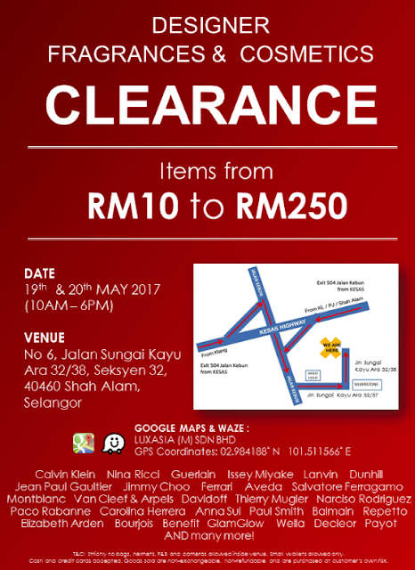 Luxasia Designer Fragrances & Cosmetic Clearance Warehouse Sale Discount Offer Promo