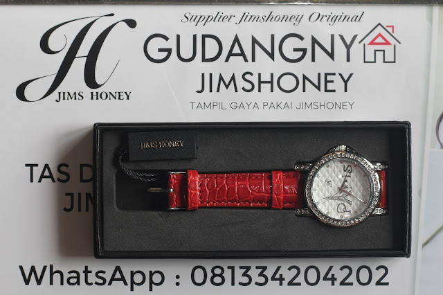 Real Pict Jam Tangan Jims Honey Timepiece 8194 Merah