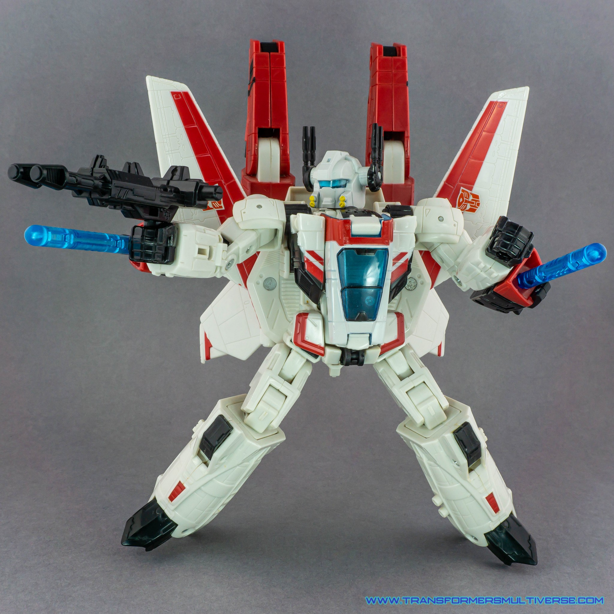 Transformers Classics Jetfire with armour, posed, alternate angle