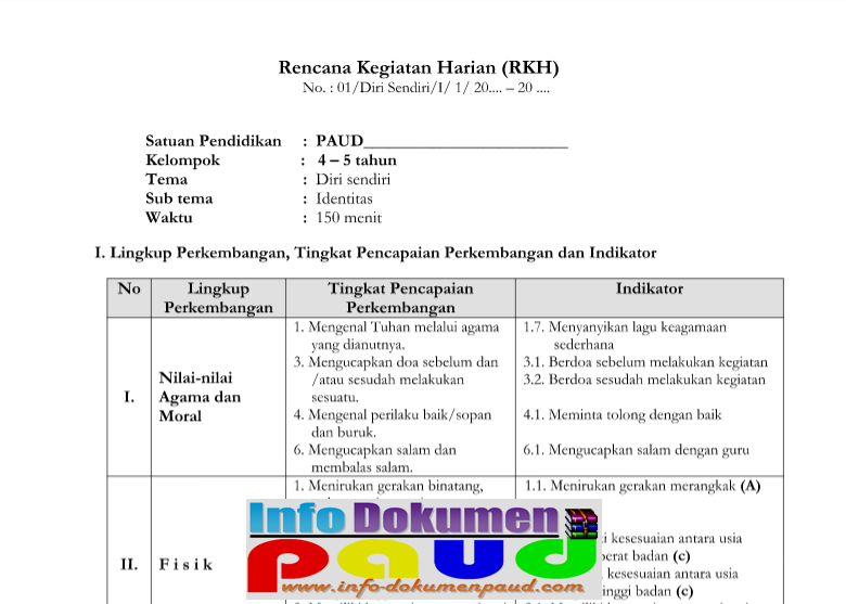 download contoh rkm dan rkh paud semester 1 Kurikulum 2013