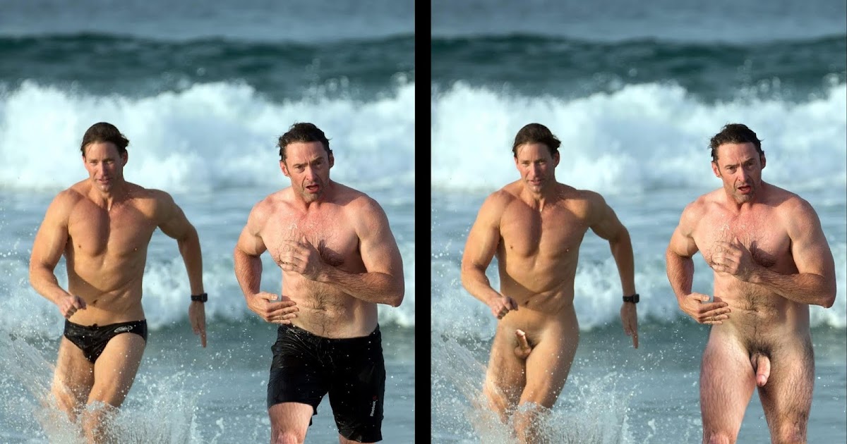 Hugh Jackman and his personal trainer get naked at the beach. 
