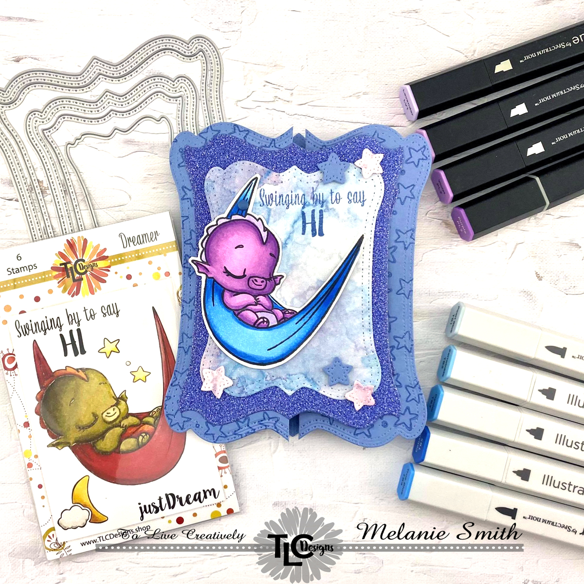 Melanie Stamps TLC Designs Daisy Frame Fancy Fold Card