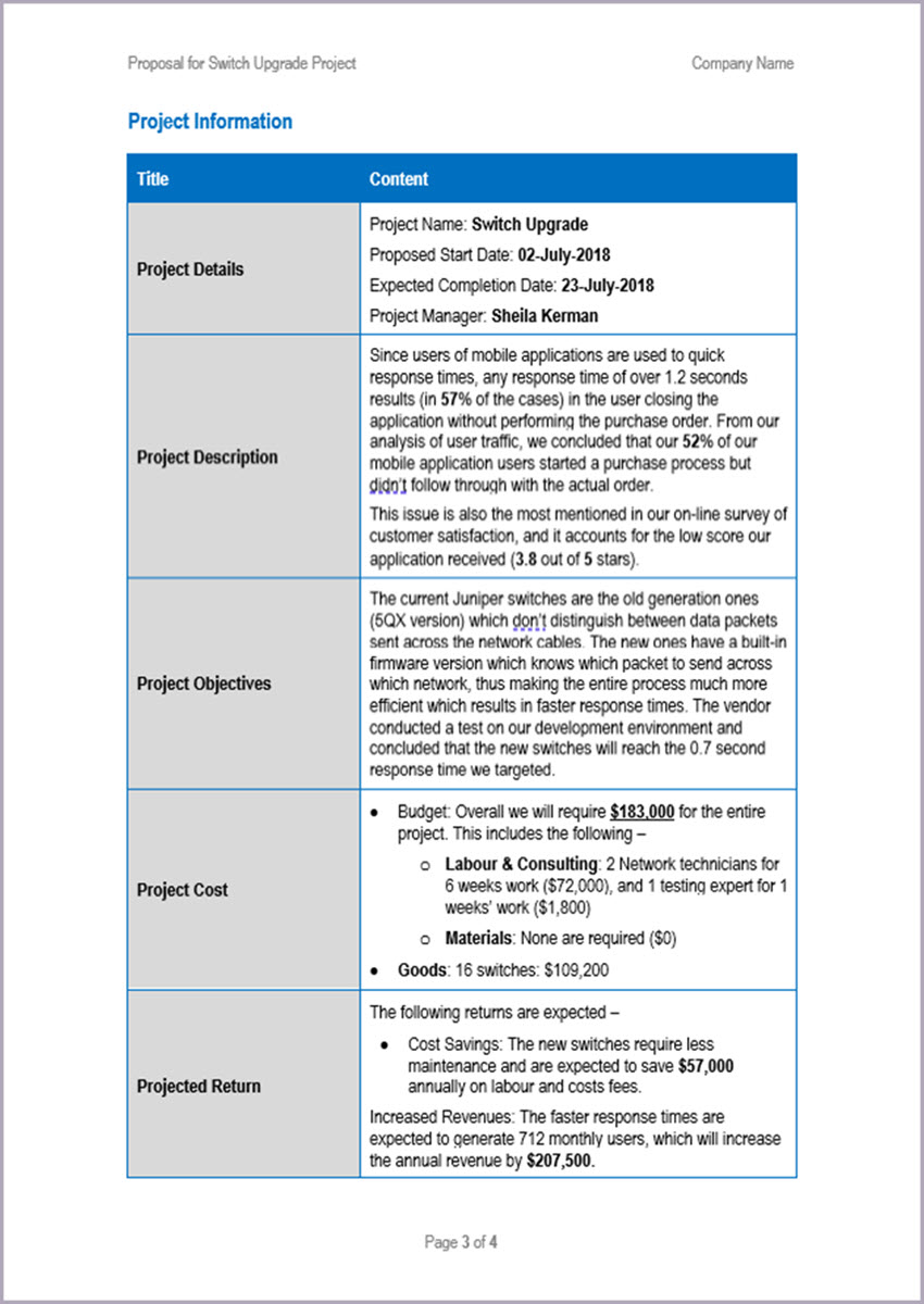 Project Outline Template Word With An Example Project Management 