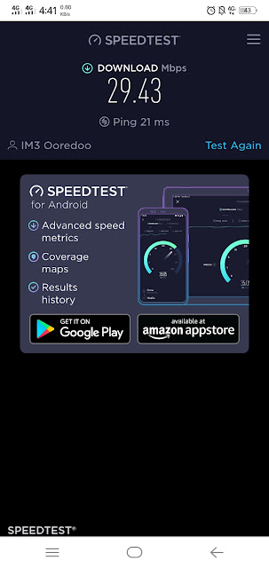 Test kecepatan internet MPWR Indosat