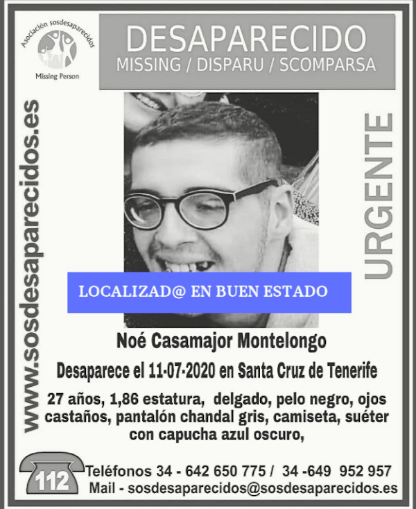 Localizado en buen estado el joven Noé Casamajor Montelongo Localizado en buen estado el joven Noé Casamajor Montelongo