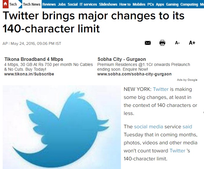 Live Your Dreams Twitter brings major changes to its 140character limit