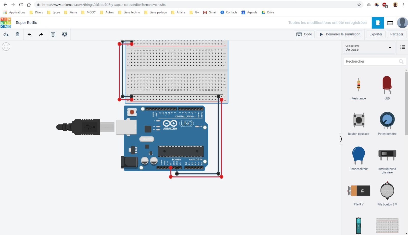 Le bloc notes en vrac d'un prof TIM : Thinkercad - simulateur Arduino