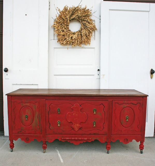 Antique Recreation: Short Buffet in Tricycle Red...