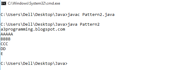 Program to print Abcd pattern in java programming.