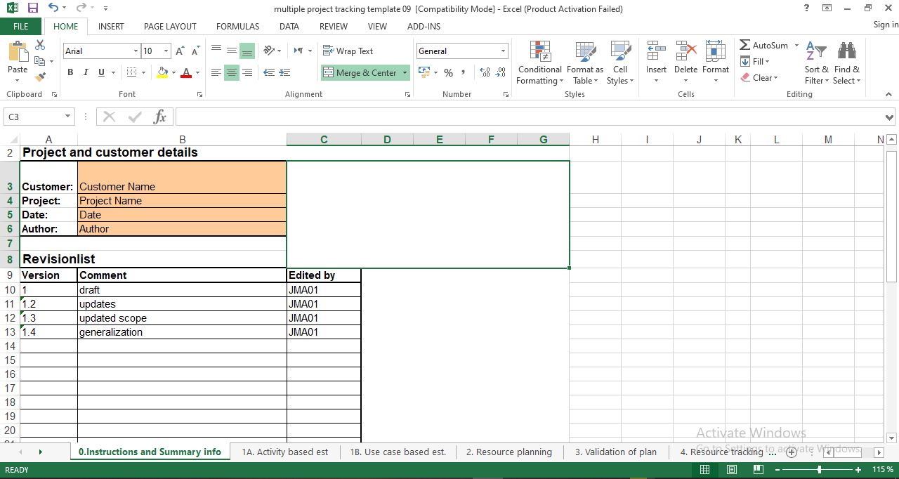 Resource planning excel template free