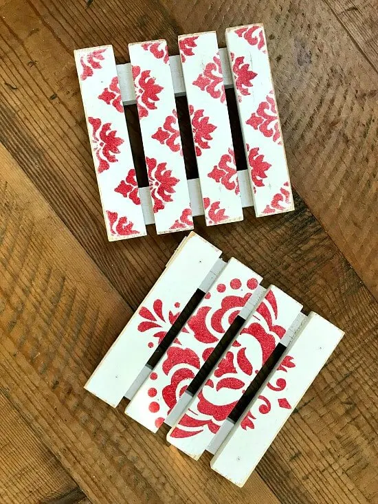 Red and white coasters
