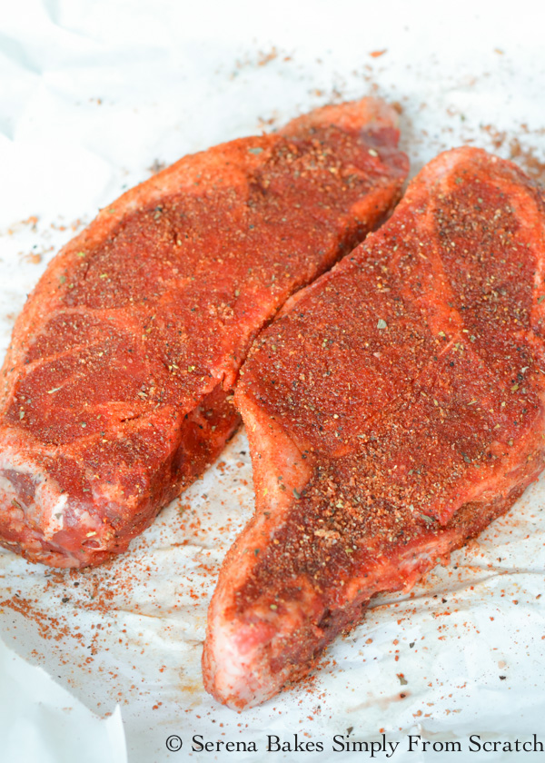 New York Steaks rubbed with Steak Dry Rub Recipe. The Best Steak Dry Rub for the grill from Serena Bakes Simply From Scratch.