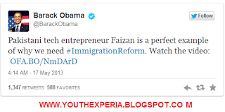 Obama's tweet praising Pakistan