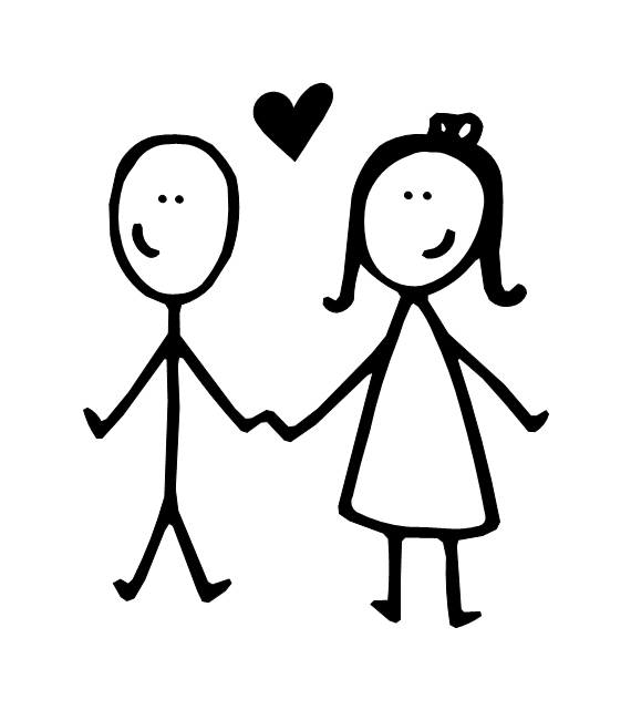 Stick figures people holding hands clipart. 