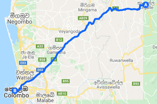 Kegalle - Colombo bus route 1