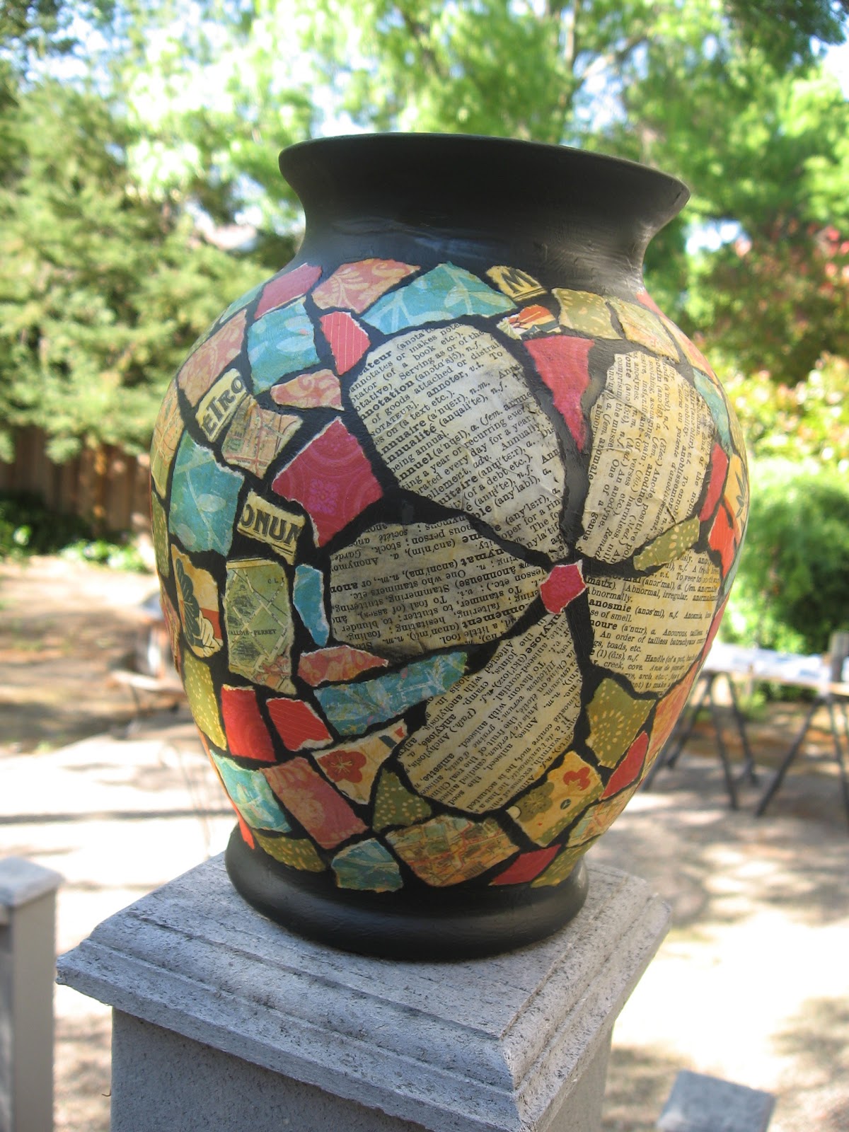 altered book studio..... Decoupaged Vases