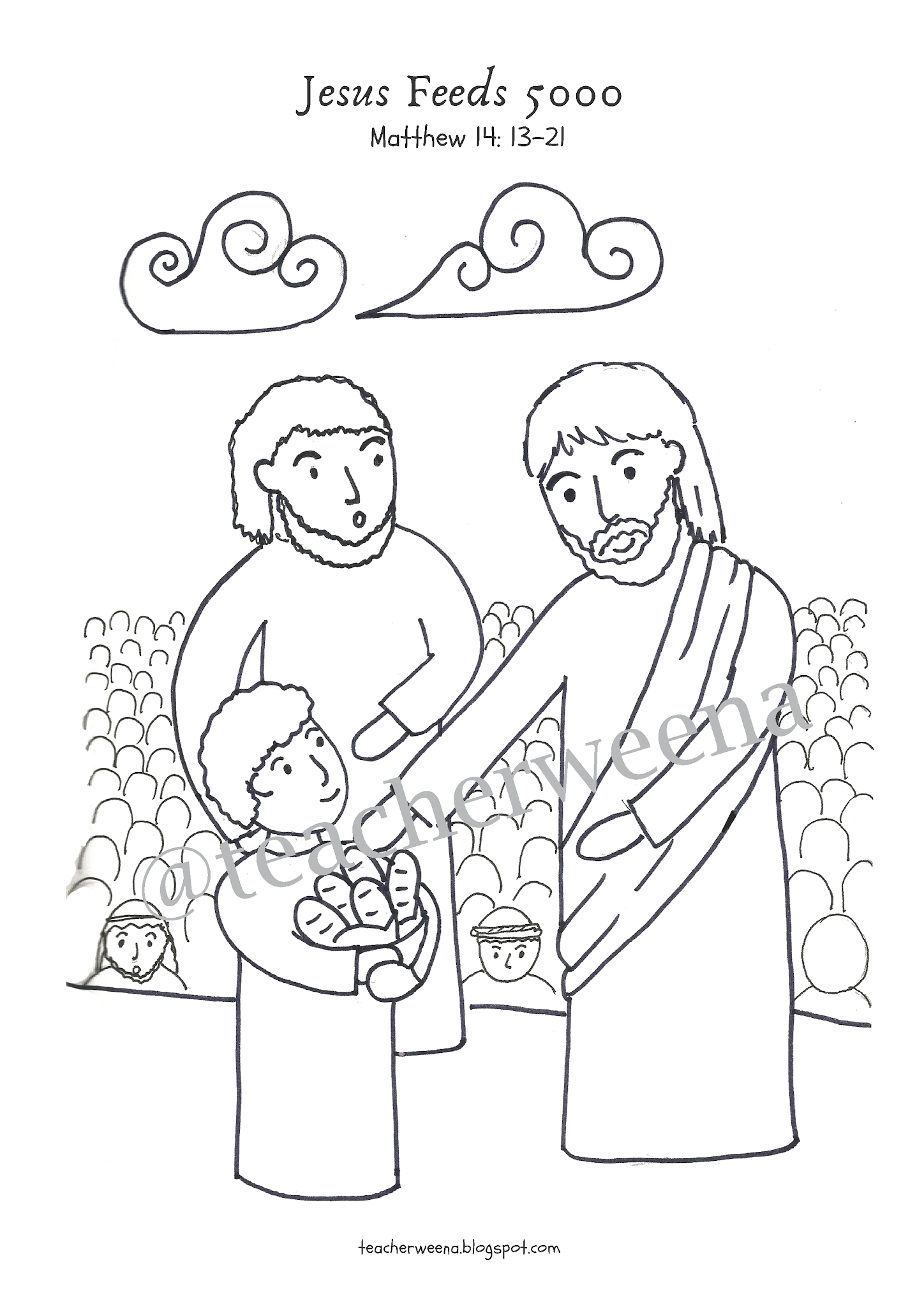 Free Jesus Feeds 5000 Coloring Pages