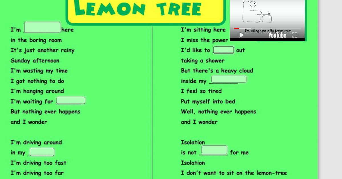 English Corner 6è LEMON TREE SONG