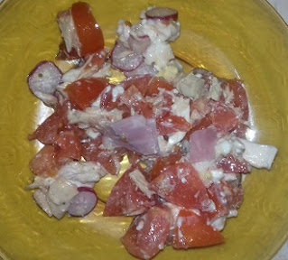Voici donc la recette de la salade composée (jambon, bûche de chèvre, thon, œufs, radis et tomates) du blog les recettes de cindy
