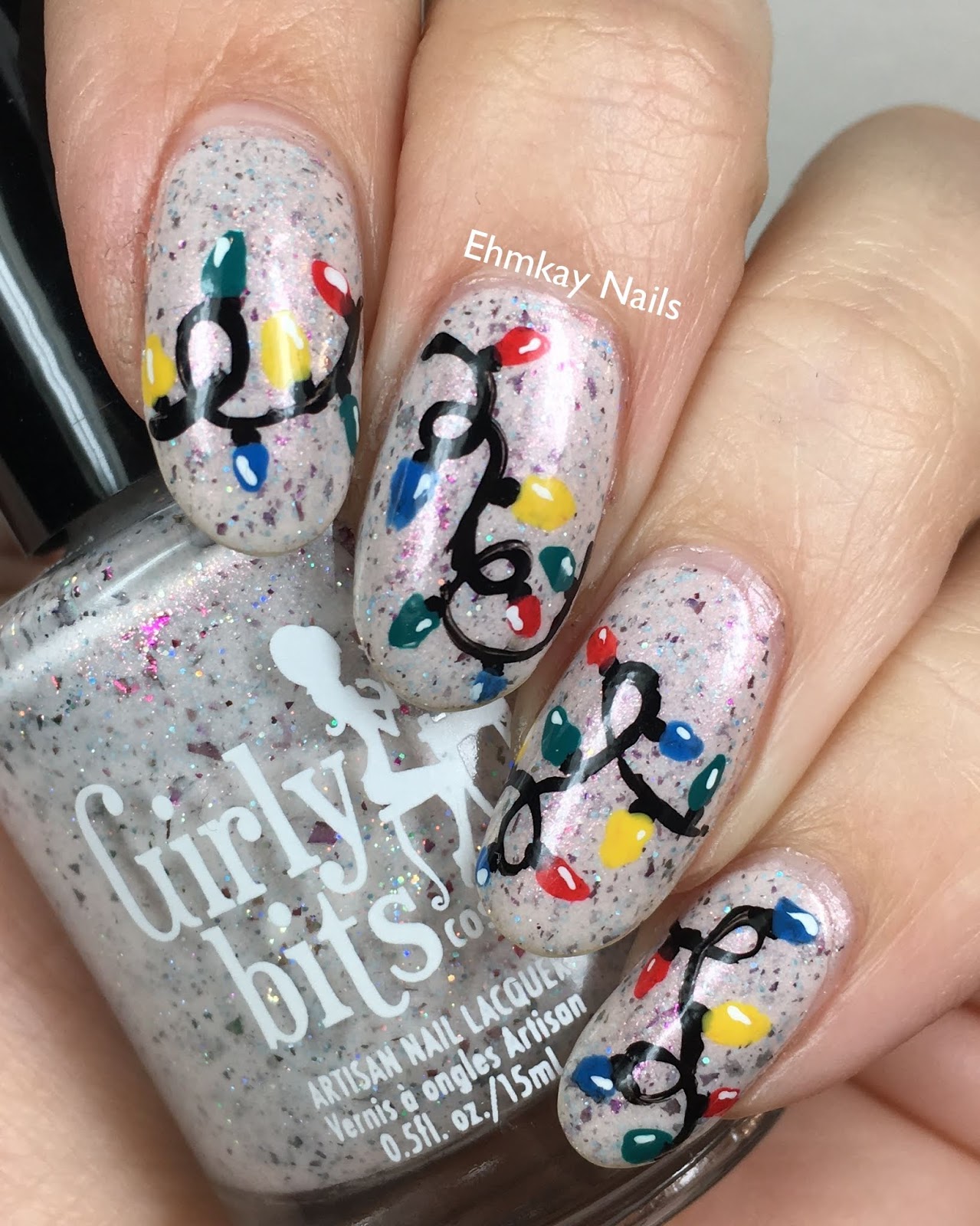 ehmkay nails Christmas Lights Nail Art