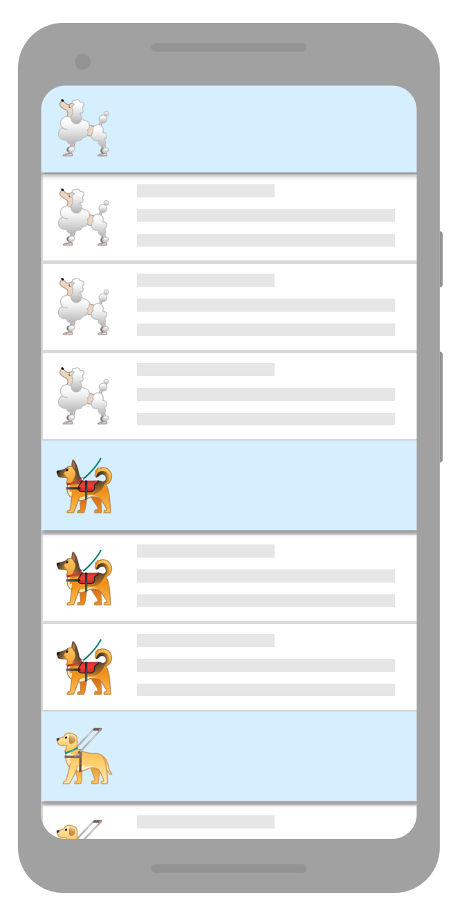 lista con separadores