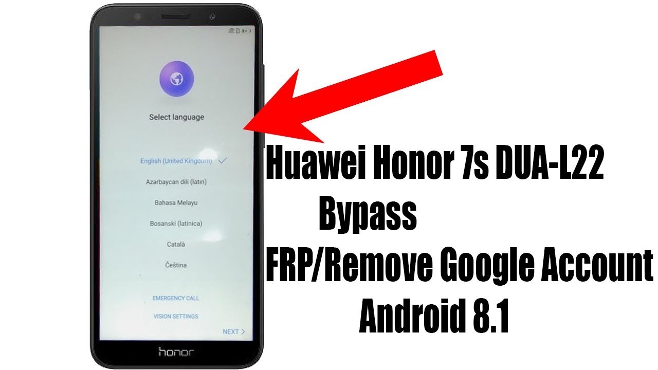 HUAWEI HONOR 7S / DUAL22 / FIGLX2 phá tài khoản Google FRP Lock One