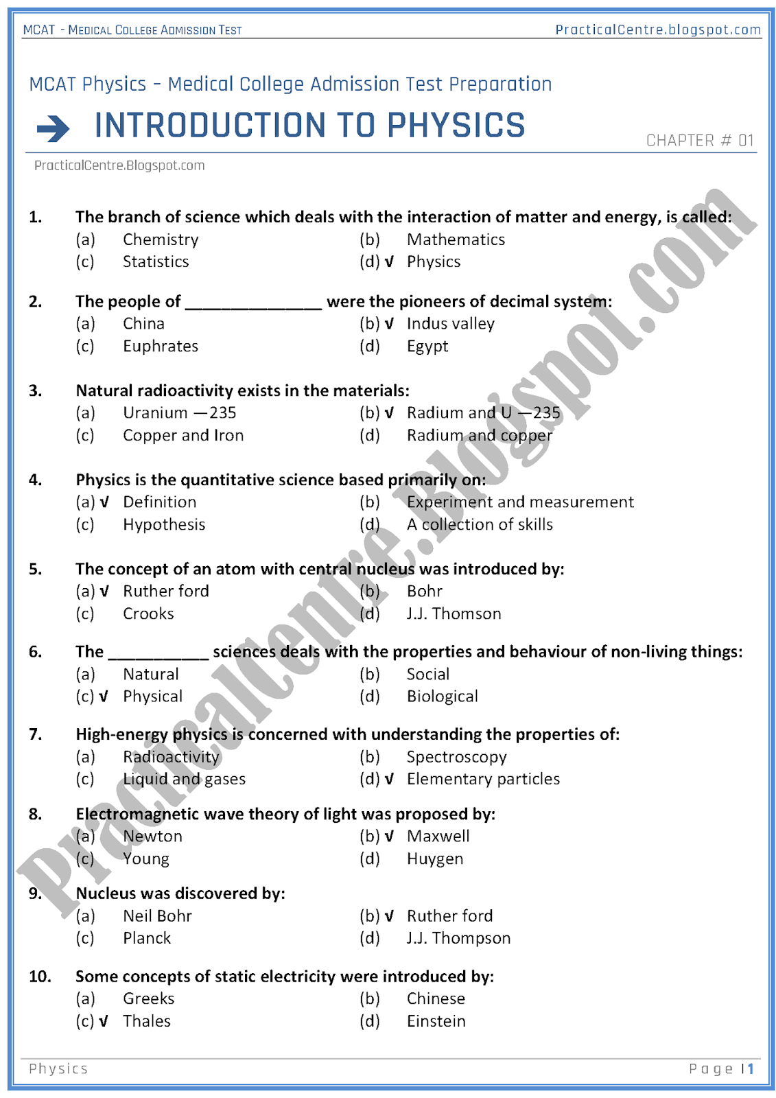 mcat-physics-introduction-to-physics-mcqs-for-medical-admision-test